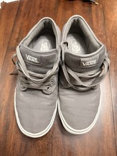 VANS Mens Gray/White Canvas Low-Top Lace-Up S...