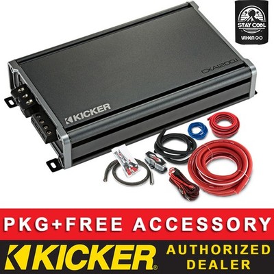 KICKER CXA1200.1 CAR AUDIO SUBWOOFER CLASS D 1CH/MONO AMPLIFIER + 4AWG AMP KIT