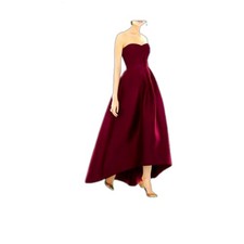 NWT Alfred Sung Burgundy Strapless Hi-Low Ballgown Dress, Size 6R