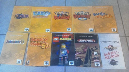 Lot of 9 Nintendo N64 Instruction Booklets Pokémon Kirby Zelda Donkey kong Mario