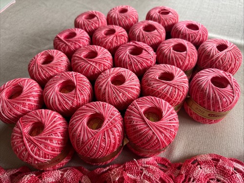 J & P Coats Knit-Cro-Sheen (19) Mercerized Cotton 250 Yards Variegated Pink USA