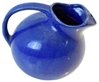 Vintage McCoy Pottery Cobalt Blue Tilt Ball Pitcher with Ice Lip, 7.5” Tall
