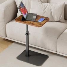 ZUJJAFY Tv Tray Table, Swivel & Adjustable Height C Shaped End Side Table for...