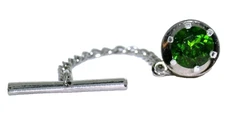 1.38 Carat 6.7mm Chrome Diopside Gemstone Sterling Silver Tie Tack ESTT398/91025