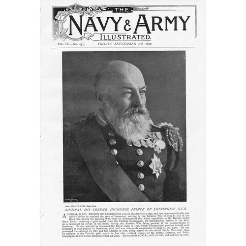 Admiral His Serene Highness Princes of Leiningen - Antique Print 1897