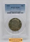 1964 Kennedy Silver Half Dollar, 90% Silver, PCGS AU55 - #B58975