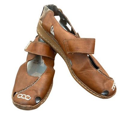 Rieker Antistress Womens Brown Leather Closed Toe Huarache Sandals Size 38 EU