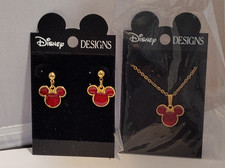 DISNEY DESIGNS MICKEY MOUSE RED EARRINGS AND NECKLACE SET
