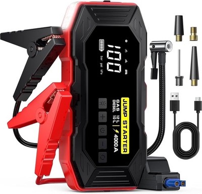 Portable Car Jump Starter 4000A 10000mAh with 150PSI Air Compressor