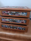Large Vintage Wooden Jewelry Box w/ Mirror Floral Tapestry Ornate Needlepoint — photo 10