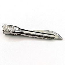Vintage Anson Silver Tone Tie Clip Bar Ridged Texture Formal Men's Accessory