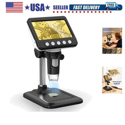 Coin Microscope, 4.3'' LCD USB Digital Microscope 1000X Coin Magnifier with 8 ...