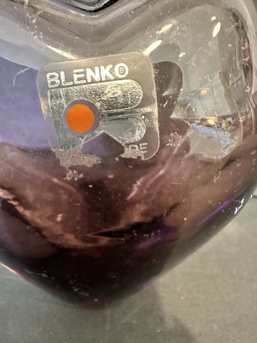 Vaso Blenko Ametista Viola Cuore Vaso Soffiato Arte Vetro Adesivo Vintage - Foto 9 di 12