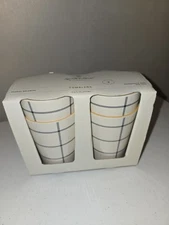 Hearth & Hand Grid Pattern Melamine Drinkware 4pk Gray/Cream/Gold Cups