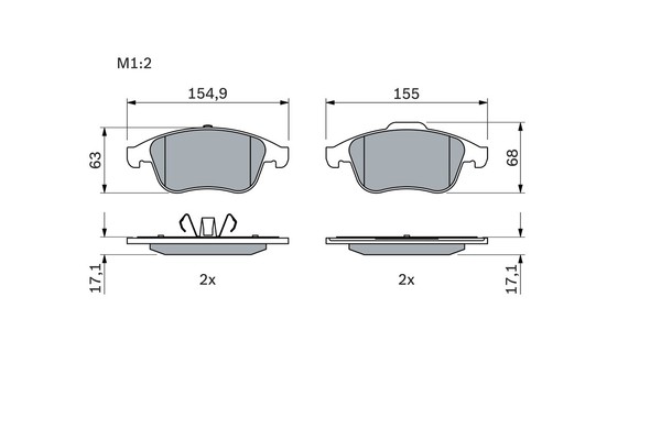1X Bosch 0 986 494 401 Bremsbelagsatz Scheibenbremse FüR Renault-image