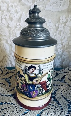 1880's German 1/2 Liter Healthy Mind & Body-All Loving Bierkrug Lithophane Stein