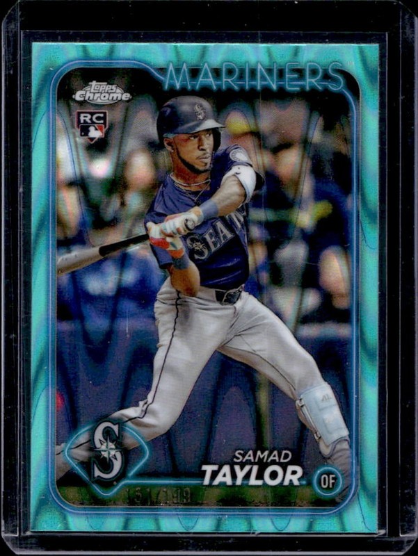 2024 Topps Chrome Update Samad Taylor RC Aqua RayWave Refractor #/199 Mariners