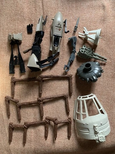 Vintage Star Wars Vehicle Parts Lot Speeder Bike Ewok Village Railing Y Wing Gun