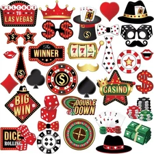 Casino Photo Booth Props - Pack of 35 | Game Night Photo Booth Props for Poke...