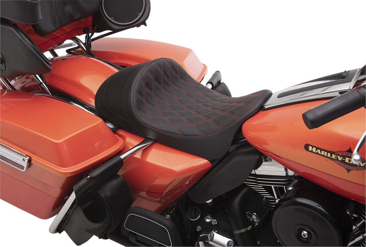 Drag Specialties Red Diamond Stitch Solo Seat fits 2008-2024