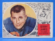 1960 Topps CFL Canadian Football Card #81, GERRY JAMES, Winnipeg Blue Bombers