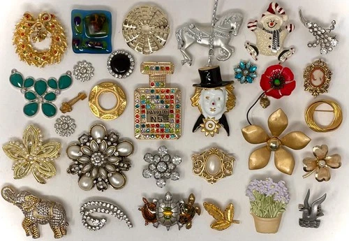 Lot Vtg & Modern BROOCH Pins AS IS Craft Art Repurpose Costume Jewelry Parts