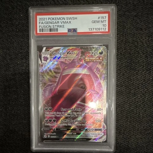 Pokémon Gengar VMAX Fusion Strike 157/264 Ultra Rare Full Art Holo VMAX PSA 10