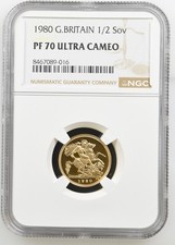 1980 Gold Proof Half Sovereign, Elizabeth II, NGC PF70 ULTRA CAMEO