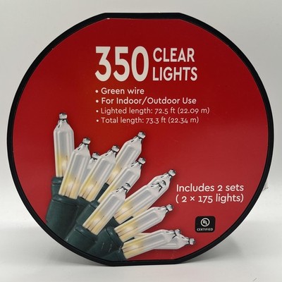 Christmas Lights Clear 350 String Green Festive Voice Wire Indoor Outdoor Reel
