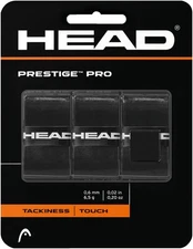 Head Prestige Pro Racquet Overgrip - Tennis Racket Grip Tape 3-Pack, Black 