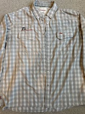 Simms Fishing Shirt Mens XXL Pearl Snap Gray Plaid Long Sleeve Vented