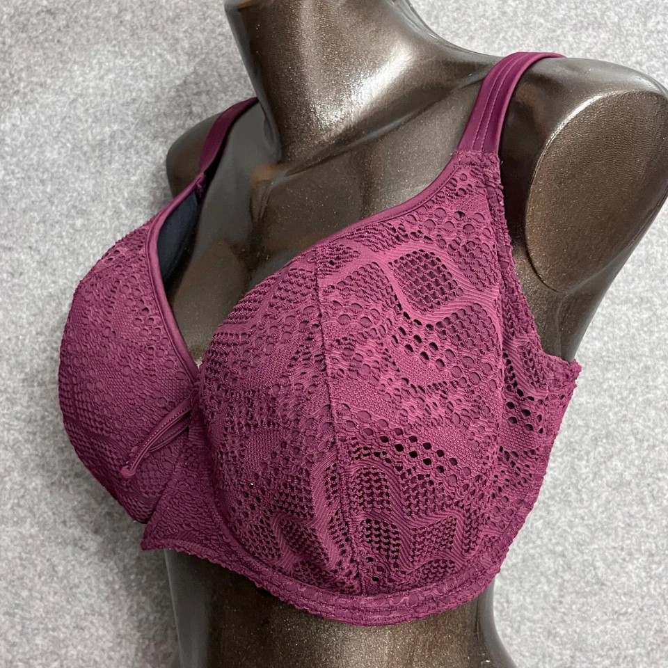 Freya Sundance Crochet Ojales 32HH Traje de Baño Bikini Top Púrpura Sujetador con Aros Foto 3 de 4