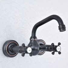 Black Oil Rubbed Brass Kitchen Faucet Bathroom Sink Mixer Tap Wall Mount ssf722