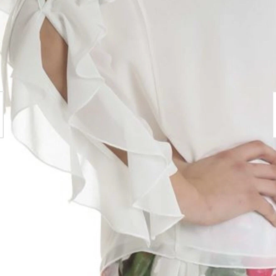 Blusa Blugirl Blumarine para mujer con volantes blancos al hombro talla 42 Foto 2 de 4