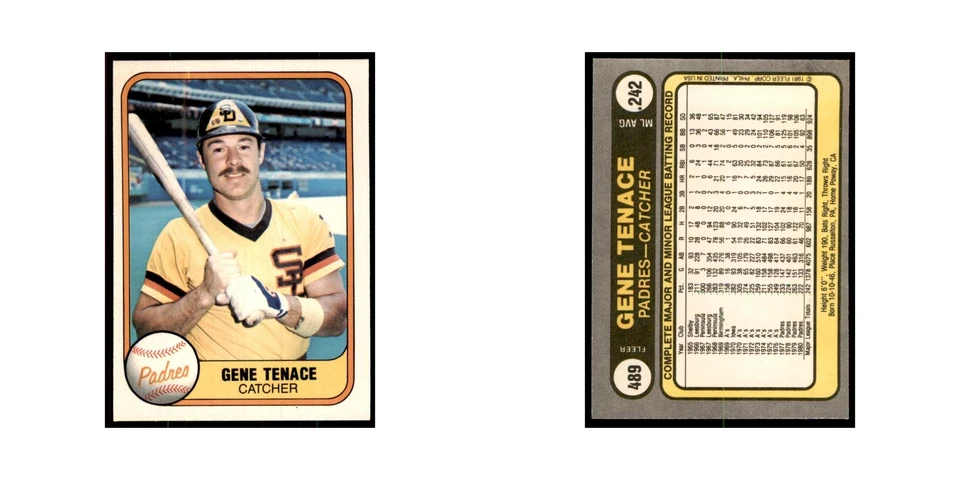 1981 Fleer Gene Tenace Baseball Cards #489 - Image 3 of 3