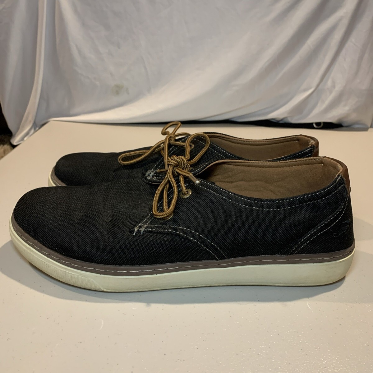 SKECHERS Shoes Sneakers Men 11 Gray Denim Relaxed Fit Casual 64925 [B6]