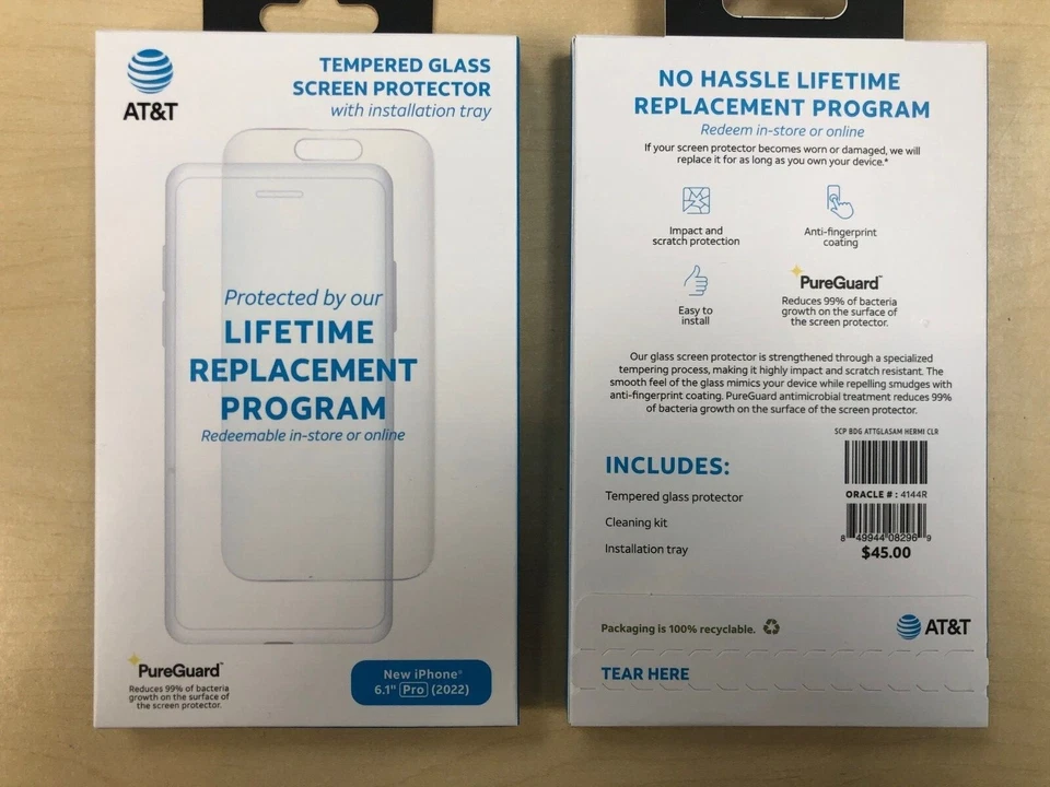 Protector de pantalla de vidrio templado AT&T para iPhone 14 / 14 Pro / 14+ / 14 Pro Max Foto 4 de 4