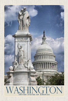 Blechschild 18x12 Washington Amerika USA weißes Haus Wand Deko Bar Kneipe Sammle