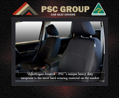 VOLKSWAGEN AMAROK FRONT PAIR FULL-BACK + MAP POCKET PREMIUM NEOPRENE SEAT COVERS
