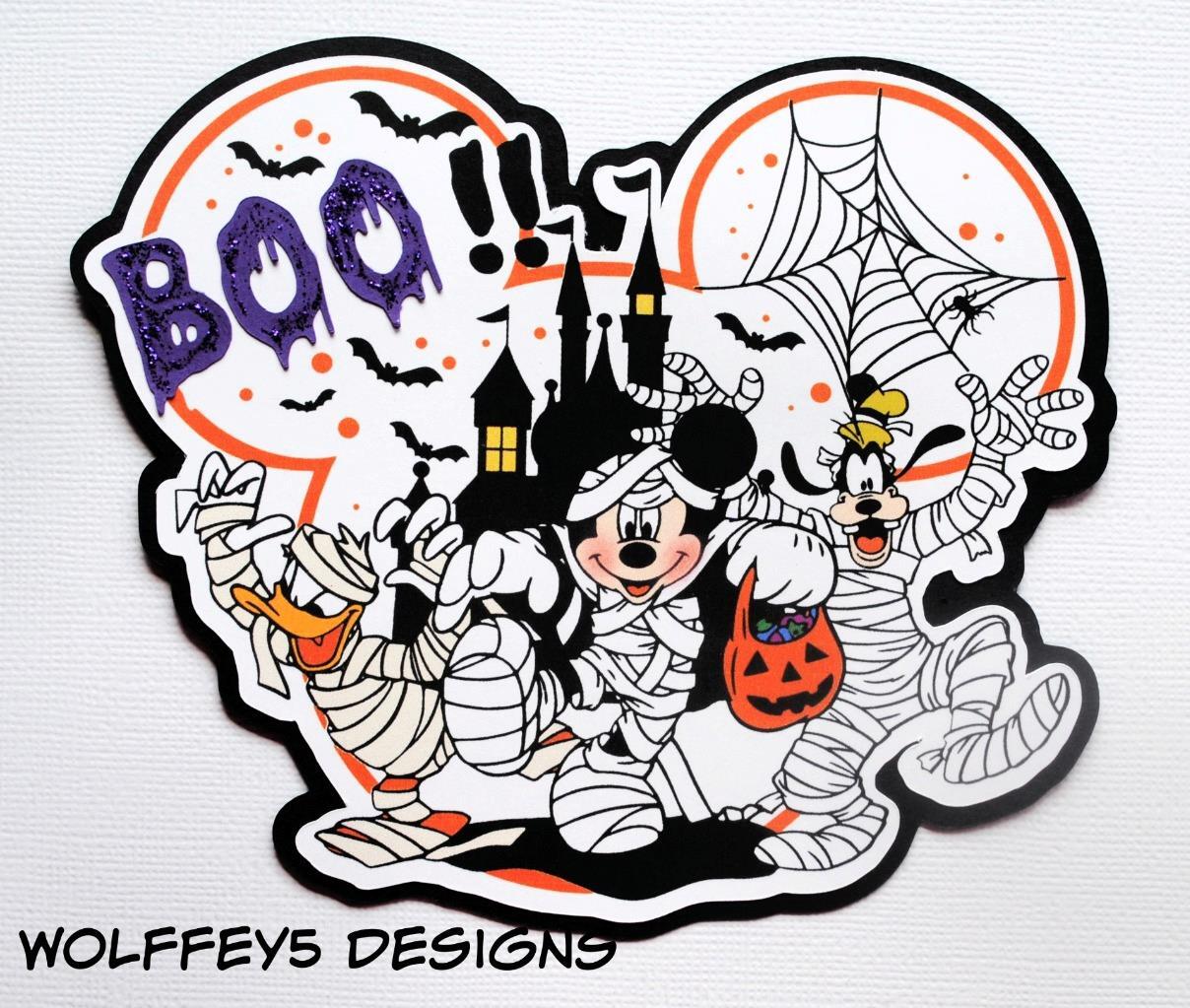 DISNEY HALLOWEEN KID TITLE premade paper piecing scrapbook diecut page