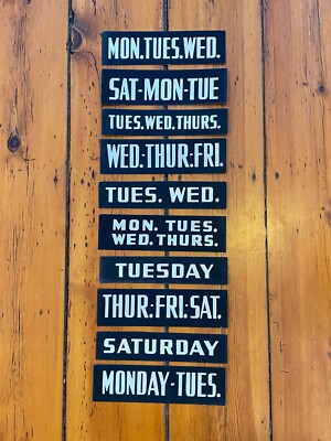 Set of 10 Antique/Vtg Silkscreen Movie Theater Days of Week Poster Signs, Cinema