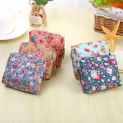 Handmade Fabric Coin Purse Small MakeUp Bag Card Wallet Flowers Vintage Floral
