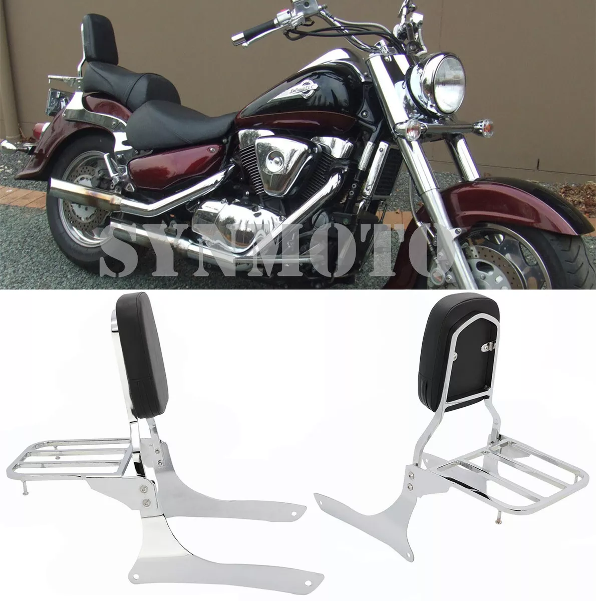Backrest Sissy Bar Luggage Rack for Suzuki Intruder 1500 VL1500 Boulevard C90