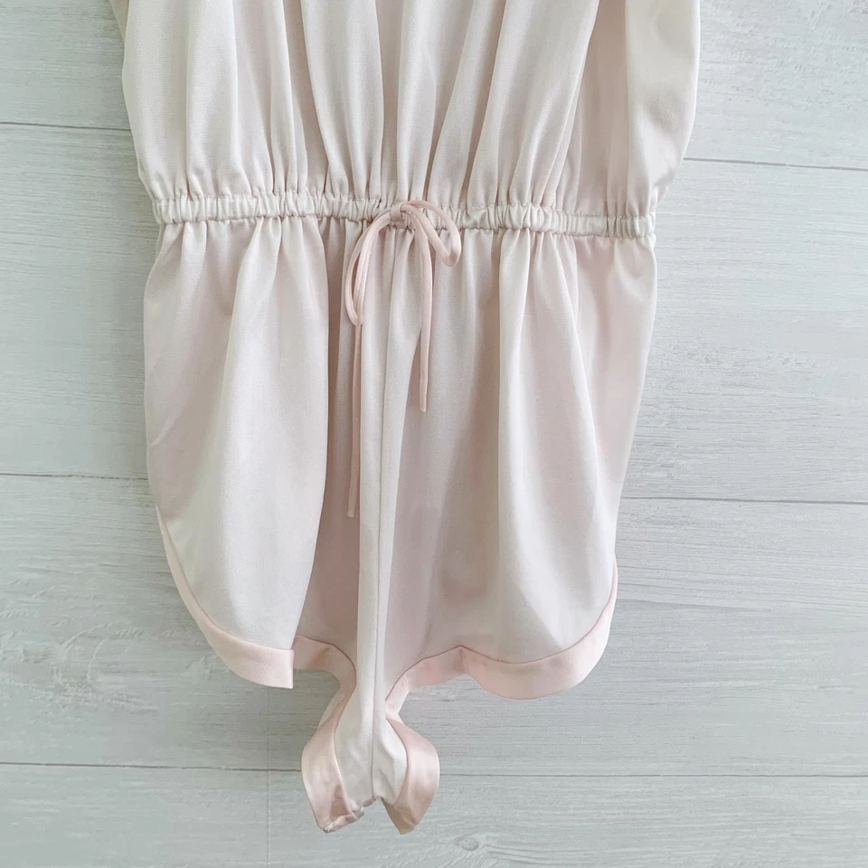 Vintage Miss Elaine - Mameluco para dormir con ribete de encaje de nailon rosa pálido, S Foto 2 de 4