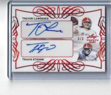 2021 Leaf Trinity Trevor Lawrence & Travis Etienne Autographed Card, Serial# 3/3