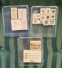 Stampin' Up Rubber Stamps - Lot of 3 Wood Mounted- Gently Used RETIRED sets