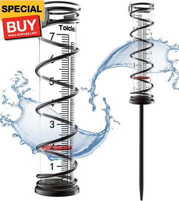 Rain Gauge Outdoor,Accurate Glass Tube with Metal Stand,Easy-to-Read Design with