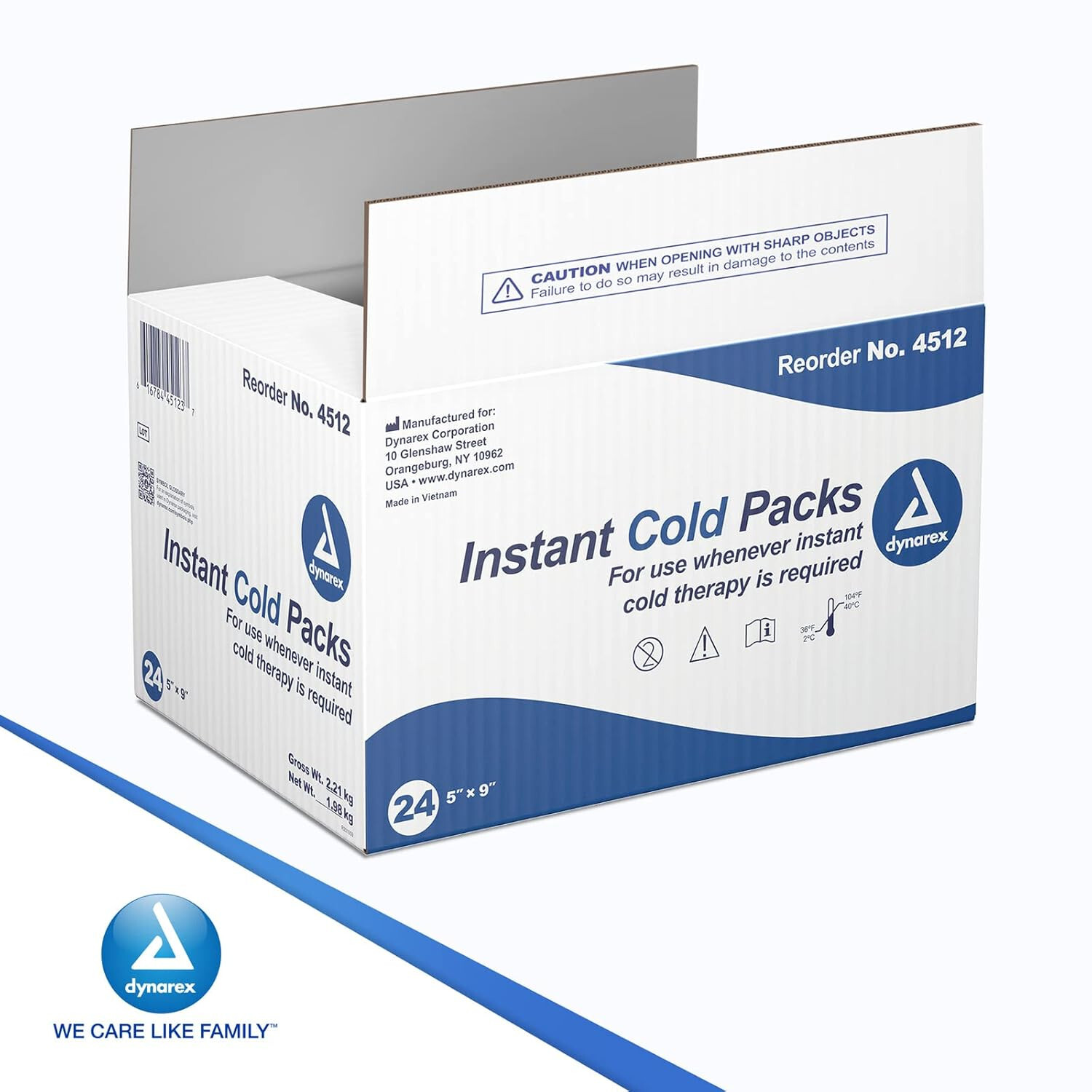 Dynarex Disposable Ice Packs Cold Packs for First Aid, Swelling 5"x9" - 24 Pack