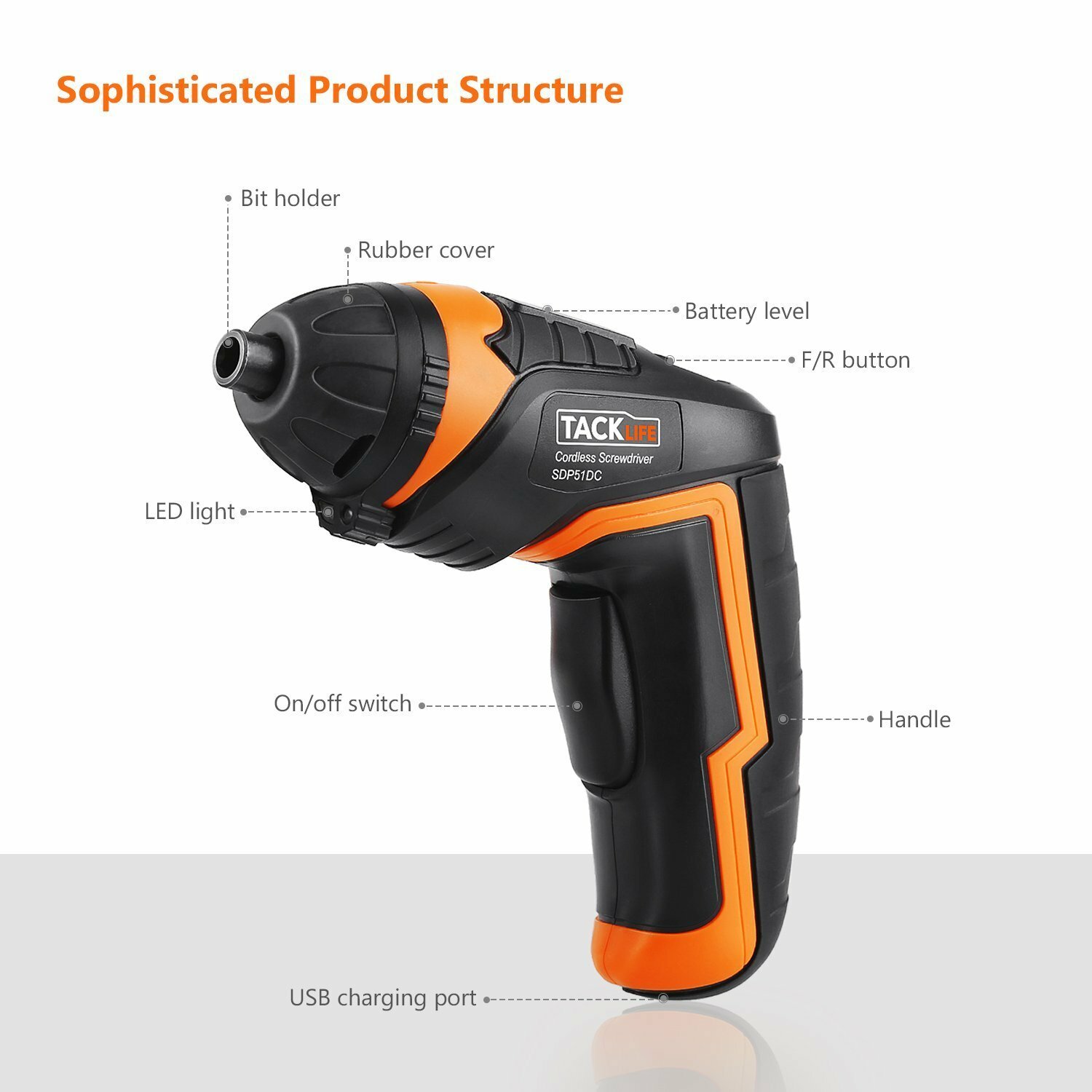 TACKLIFE SDP51DC Cordless Rechargeable Screwdriver 3.6Volt 2000mAh Li