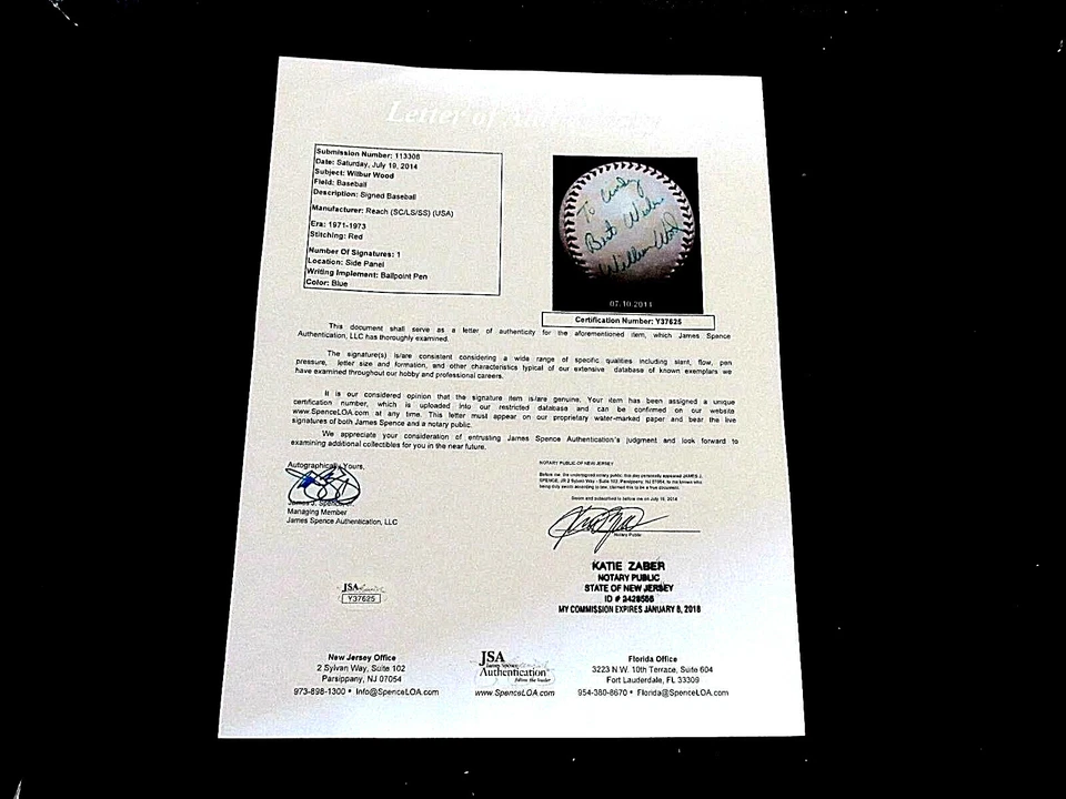 WILBUR WOOD 3X ALLSTAR WHITE SOX LANZADOR FIRMADO AUTO JOE CRONIN BÉISBOL JSA LOA Foto 3 de 3